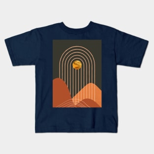 Mid century artwork of sun, archs and mountains. Kids T-Shirt